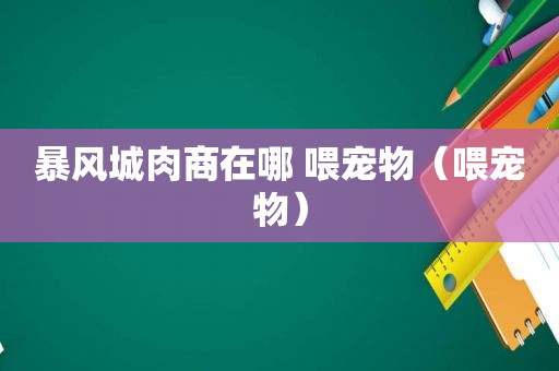 暴风城肉商在哪 喂宠物（喂宠物）