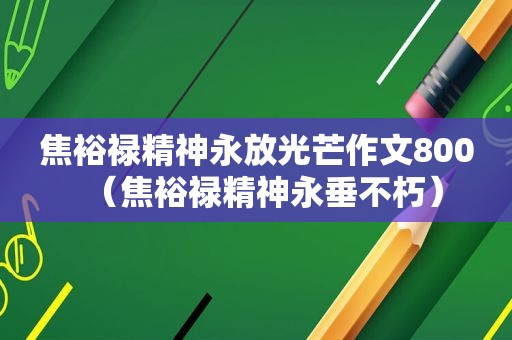 焦裕禄精神永放光芒作文800（焦裕禄精神永垂不朽）