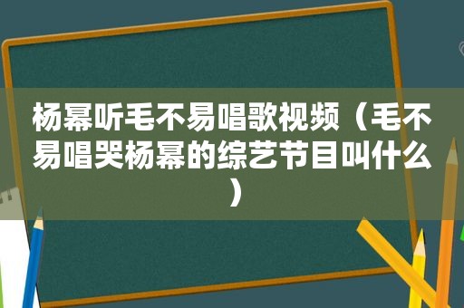 杨幂听毛不易唱歌视频（毛不易唱哭杨幂的综艺节目叫什么）