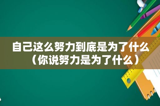 自己这么努力到底是为了什么（你说努力是为了什么）