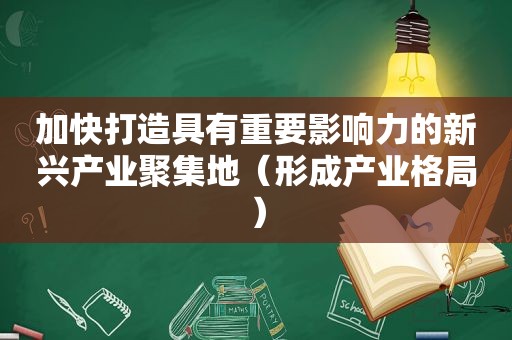 加快打造具有重要影响力的新兴产业聚集地（形成产业格局）