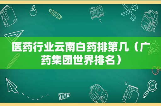 医药行业云南白药排第几（广药集团世界排名）