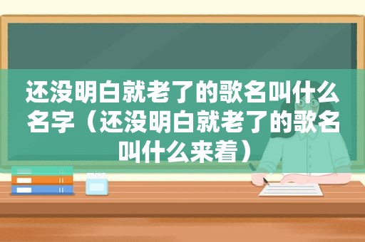 还没明白就老了的歌名叫什么名字（还没明白就老了的歌名叫什么来着）