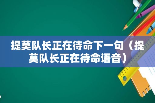 提莫队长正在待命下一句（提莫队长正在待命语音）