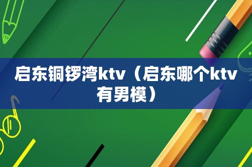 启东铜锣湾ktv（启东哪个ktv有男模）