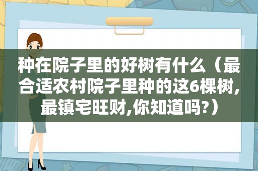 种在院子里的好树有什么（最合适农村院子里种的这6棵树,最镇宅旺财,你知道吗?）