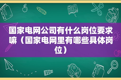 国家电网公司有什么岗位要求嘛（国家电网里有哪些具体岗位）