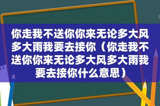 你走我不送你你来无论多大风多大雨我要去接你（你走我不送你你来无论多大风多大雨我要去接你什么意思）