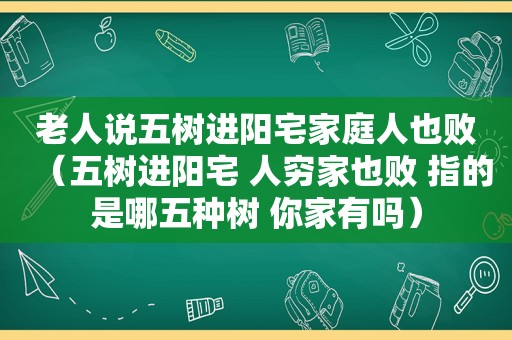 老人说五树进阳宅家庭人也败（五树进阳宅 人穷家也败 指的是哪五种树 你家有吗）