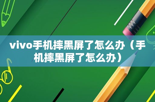 vivo手机摔黑屏了怎么办（手机摔黑屏了怎么办）