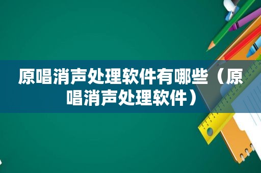 原唱消声处理软件有哪些（原唱消声处理软件）