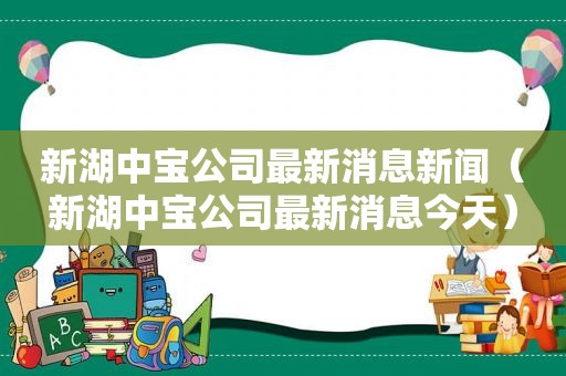 新湖中宝公司最新消息新闻（新湖中宝公司最新消息今天）