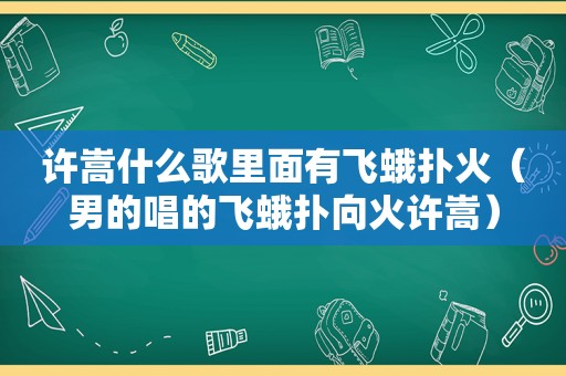 许嵩什么歌里面有飞蛾扑火（男的唱的飞蛾扑向火许嵩）