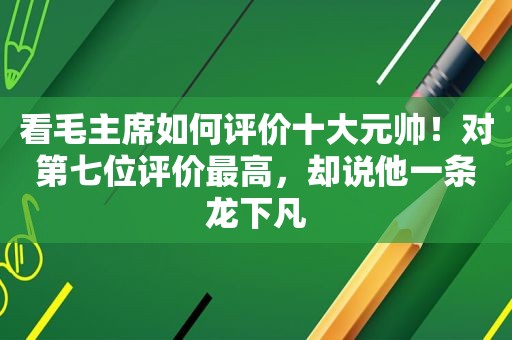 看毛主席如何评价十大元帅！对第七位评价最高，却说他一条龙下凡