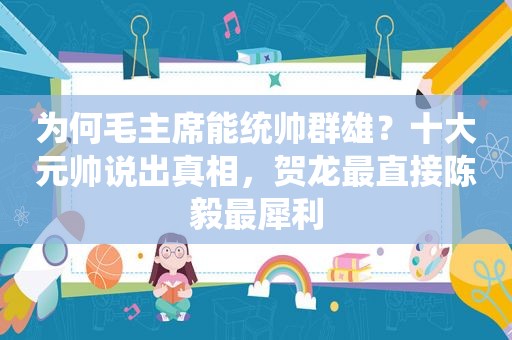 为何毛主席能统帅群雄？十大元帅说出真相，贺龙最直接陈毅最犀利