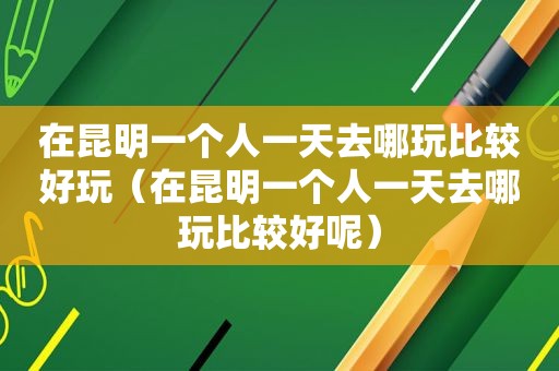 在昆明一个人一天去哪玩比较好玩（在昆明一个人一天去哪玩比较好呢）