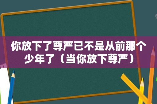 你放下了尊严已不是从前那个少年了（当你放下尊严）