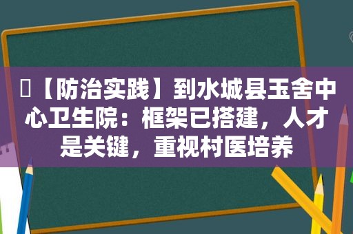 ​【防治实践】到水城县玉舍中心卫生院：框架已搭建，人才是关键，重视村医培养