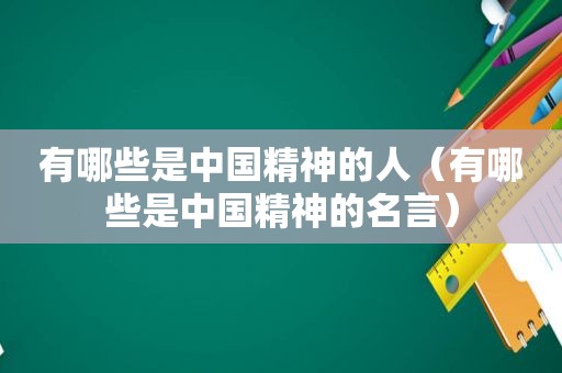 有哪些是中国精神的人（有哪些是中国精神的名言）