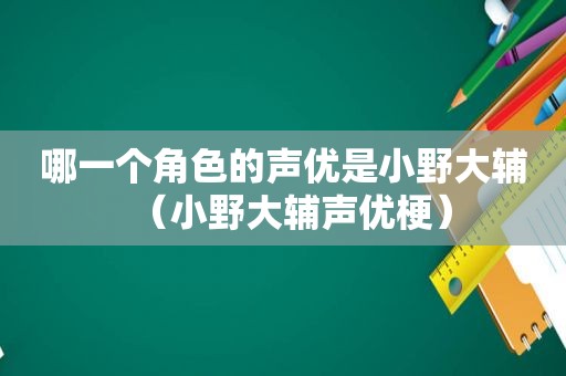 哪一个角色的声优是小野大辅（小野大辅声优梗）