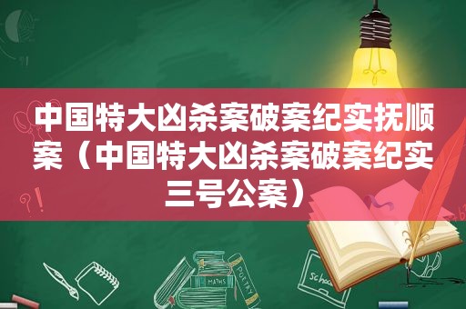 中国特大凶杀案破案纪实抚顺案（中国特大凶杀案破案纪实三号公案）