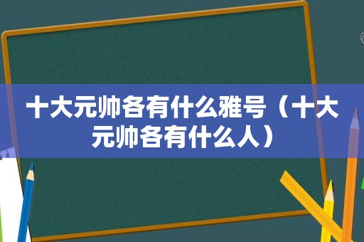 十大元帅各有什么雅号（十大元帅各有什么人）