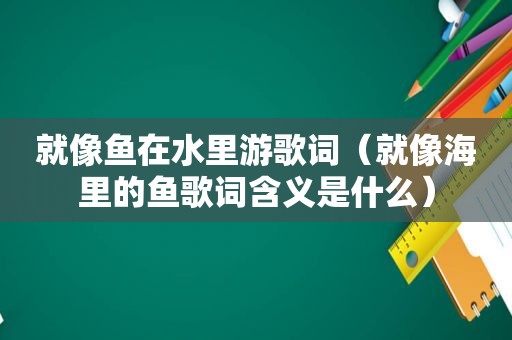 就像鱼在水里游歌词（就像海里的鱼歌词含义是什么）