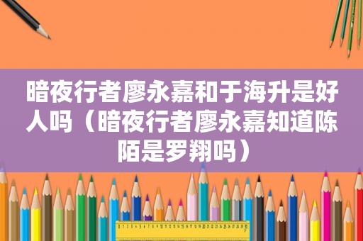 暗夜行者廖永嘉和于海升是好人吗（暗夜行者廖永嘉知道陈陌是罗翔吗）