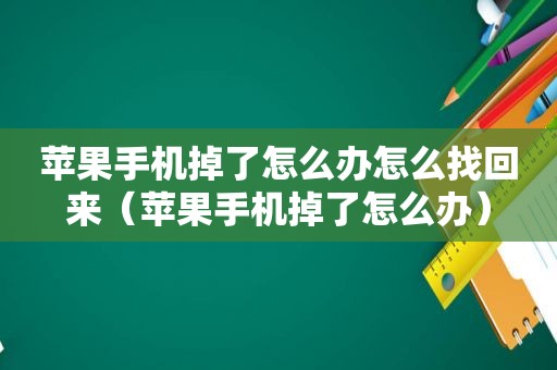 苹果手机掉了怎么办怎么找回来（苹果手机掉了怎么办）