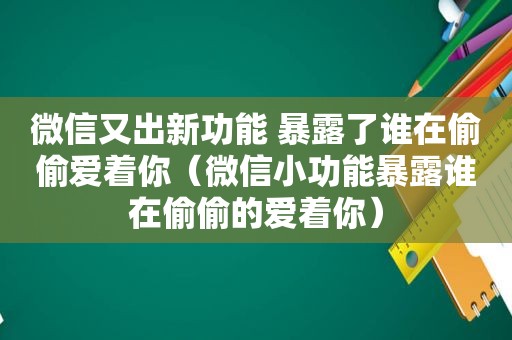 微信又出新功能 暴露了谁在偷偷爱着你（微信小功能暴露谁在偷偷的爱着你）