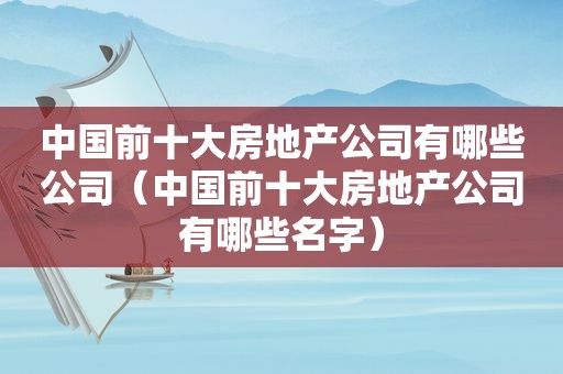 中国前十大房地产公司有哪些公司（中国前十大房地产公司有哪些名字）