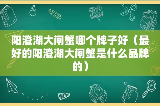 阳澄湖大闸蟹哪个牌子好（最好的阳澄湖大闸蟹是什么品牌的）