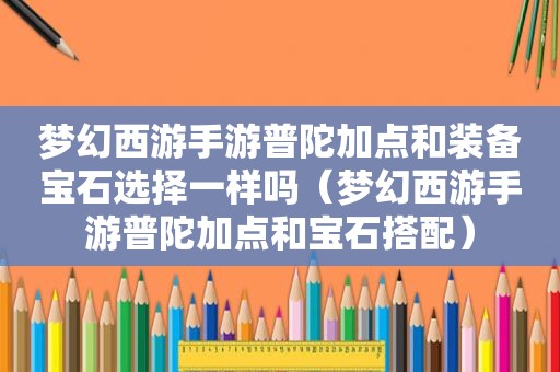 梦幻西游手游普陀加点和装备宝石选择一样吗（梦幻西游手游普陀加点和宝石搭配）