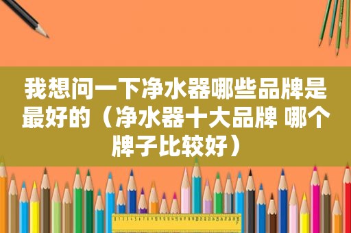 我想问一下净水器哪些品牌是最好的（净水器十大品牌 哪个牌子比较好）