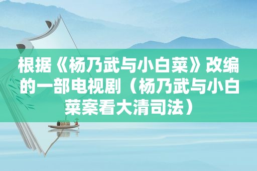 根据《杨乃武与小白菜》改编的一部电视剧（杨乃武与小白菜案看大清司法）