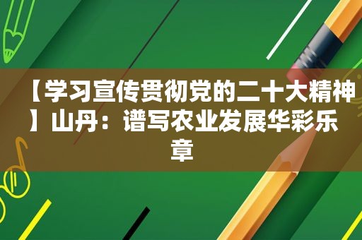 【学习宣传贯彻党的二十大精神】山丹：谱写农业发展华彩乐章