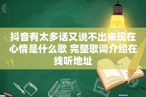 抖音有太多话又说不出来现在心情是什么歌 完整歌词介绍在线听地址