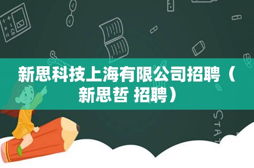 新思科技上海有限公司招聘（新思哲 招聘）