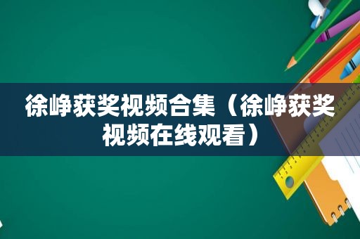 徐峥获奖视频合集（徐峥获奖视频在线观看）