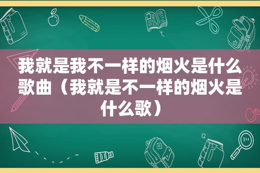 我就是我不一样的烟火是什么歌曲（我就是不一样的烟火是什么歌）