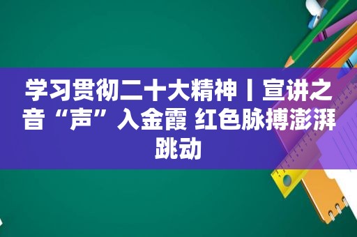 学习贯彻二十大精神丨宣讲之音“声”入金霞 红色脉搏澎湃跳动