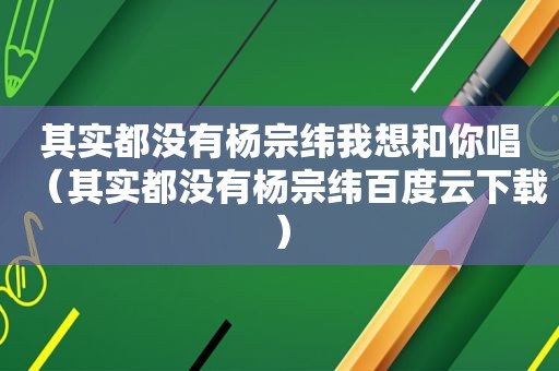 其实都没有杨宗纬我想和你唱（其实都没有杨宗纬百度云下载）