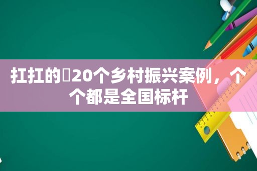 扛扛的​20个乡村振兴案例，个个都是全国标杆