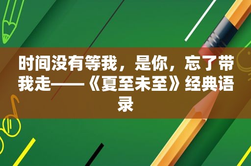 时间没有等我，是你，忘了带我走——《夏至未至》经典语录