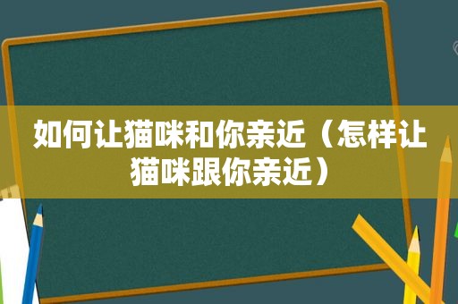 如何让猫咪和你亲近（怎样让猫咪跟你亲近）