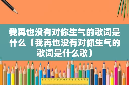 我再也没有对你生气的歌词是什么（我再也没有对你生气的歌词是什么歌）