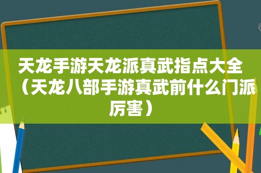 天龙手游天龙派真武指点大全（天龙八部手游真武前什么门派厉害）