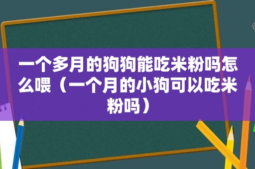 一个多月的狗狗能吃米粉吗怎么喂（一个月的小狗可以吃米粉吗）