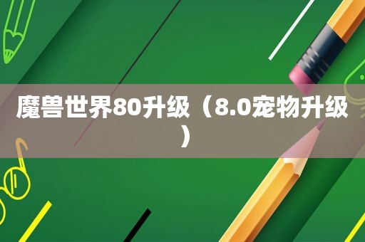 魔兽世界80升级（8.0宠物升级）