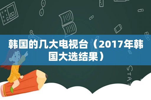 韩国的几大电视台（2017年韩国大选结果）